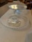 2 Cake plates and 6 Pink Depression 2 handle dishes with etching