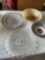 3 tier Sterilite...3 drawer cart, 8 pie plates w/ flower, 10 American Fostoria plates, paiinted flow