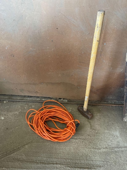 Sledgehammer and extension cord.
