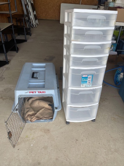 Petmate Pet Taxi, Sterilite seven drawer cart (missing back 2 wheels)