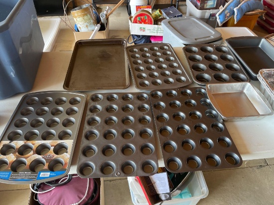 Baking pans, muffin tins, cookie sheets, glass and ceramic loaf plans and disposable pans
