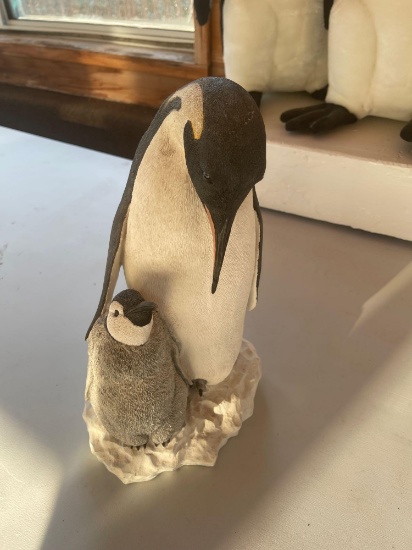 Cement penguin and young