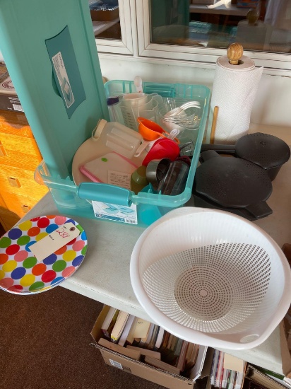 Tupperware storage containers, Pampered Chef Steamer pots, plastic measuring cup set,...