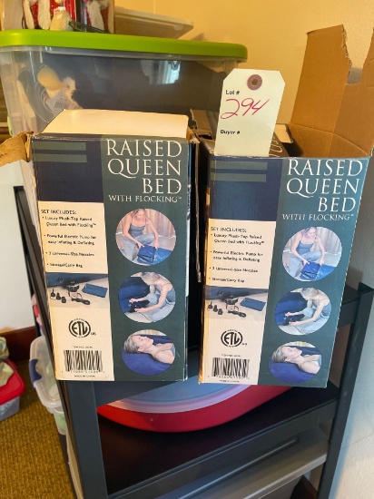 2 raised queen inflatable beds with pumps
