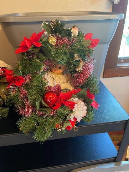 Christmas decorations, cookie jars, framed beveled mirror...with hooks
