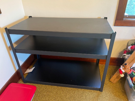 Metal shelving, 48 inches W., 23.5 inches D, 35 inches H.