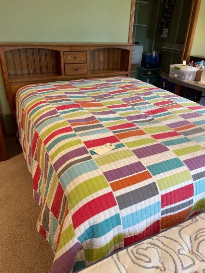 High quality four piece bedroom set. The bed measures 58 inches W by 80 inches L with lighted
