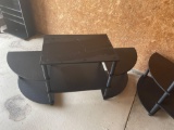 4 Black entertainment/display stands.