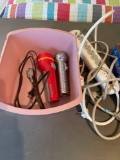 Flashlight, surger, scotch tape dispensors, scissors, etc.