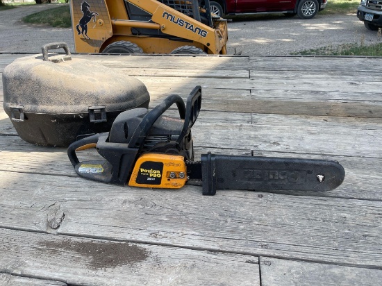 18'' Poulan gas powered 38cc chain saw with case.