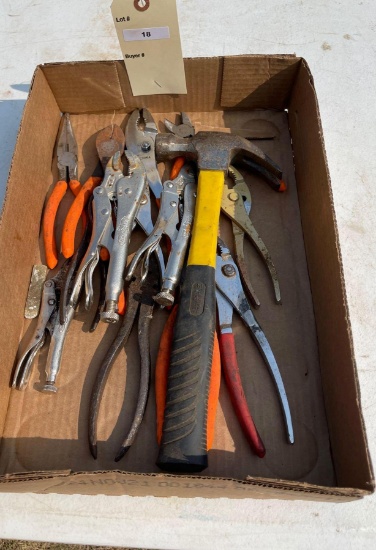 VICE GRIPS, PLIERS, HAMMER and WIRE CUTTERS