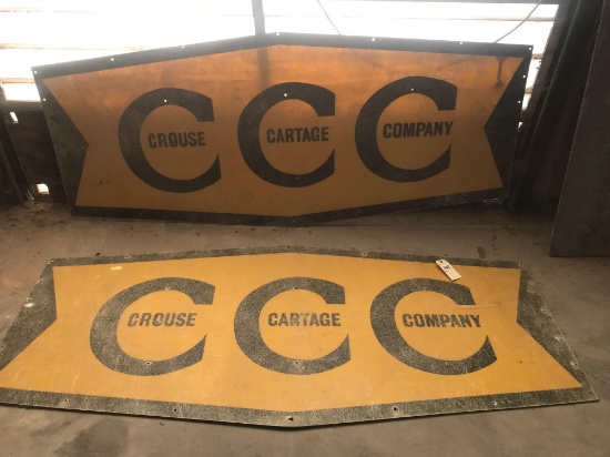 2- Crouse Cartage Company Fiberglass single sided signs, 7' wide x 3' tall....NO SHIPPING AVAILABLE 