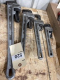 Snap-On 3ct. 14'', 18'', 24'' Alum. Pipe Wrenches, 10'' Alum. Blue-Point Pipe Wrench