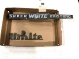 Metal Super White Mustang Emblem 20.5''x2'' and Metal White Emblem, 10''x2.75'' ...