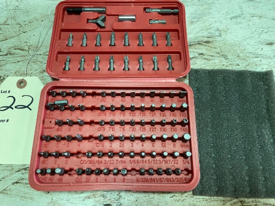 Case full of various SAE and Metric bits (new)... Choice of Lots 22, and 23 Shipping