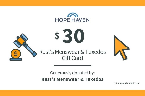 Rust's Menswear & Tusedos $30 Gift Card
