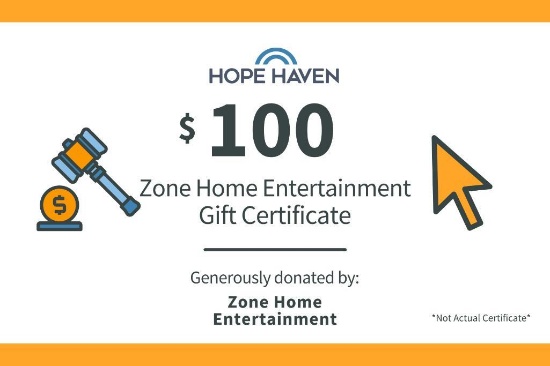 Zone Entertainment $100 Gift Certificate
