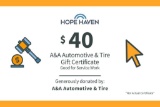 A & A Auto $40 Gift Certificate