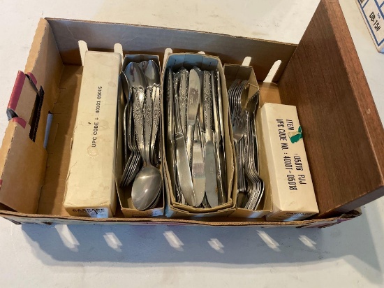 Various silverware and knife set