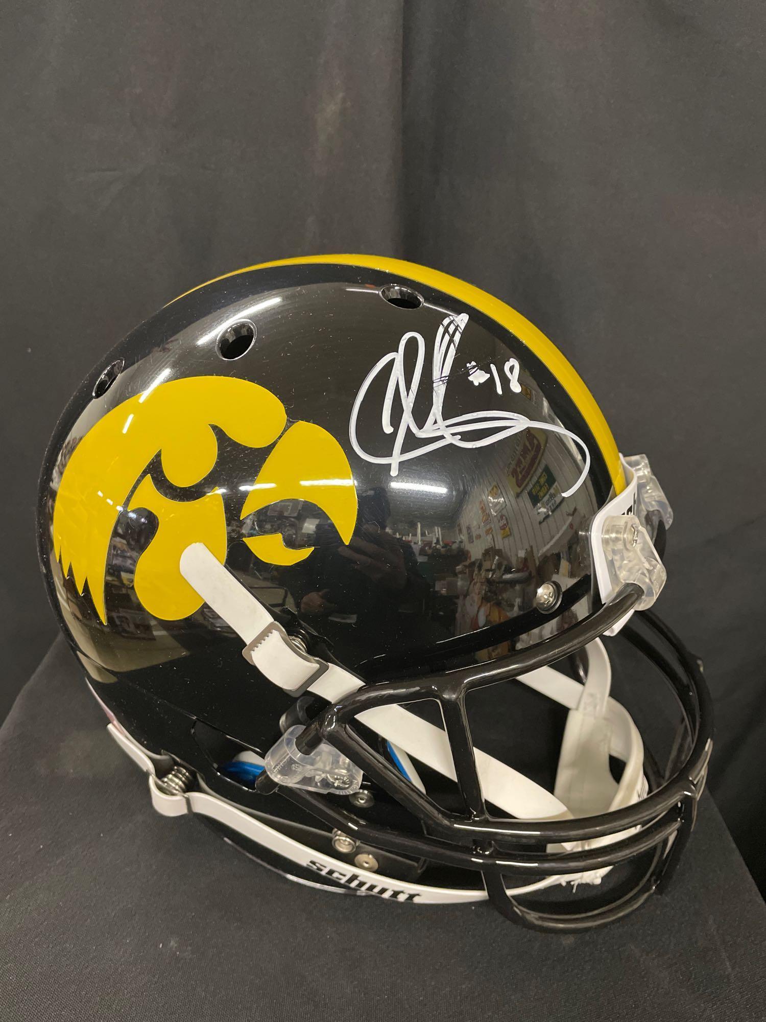 autographed iowa football helmet Jersey Framing SPENCER PATRAS signed (IOWA HAWKEYES)