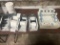 (4) paper toilet roll dispensers, and paper towel dispenser for parts