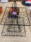 various extension cords, metal corner shelf