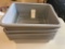 (5) hard plastic dirty dish tubs 15