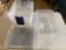 (5) hard plastic Rubber Made lidded containers 10