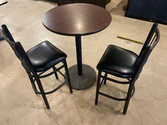 30'' round x 42'' high pedestal tables and 2 chairs No shipping available
