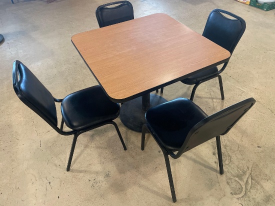 36'' x 36'' Metal center pedestal laminate top table -30'' high. No shipping available