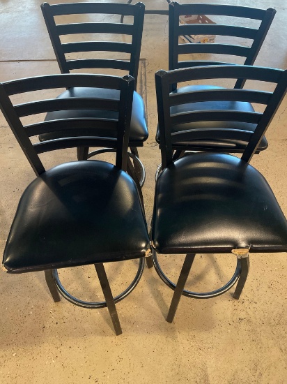 (4) Swivel Top Bar Stools, minor damage on seat covers No Shipping Available