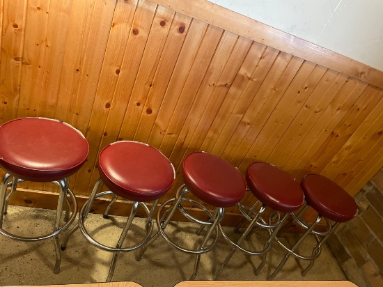 (5) 29'' vinyl seat barstools. Minor undercarriage repairs needed on some. No shipping available