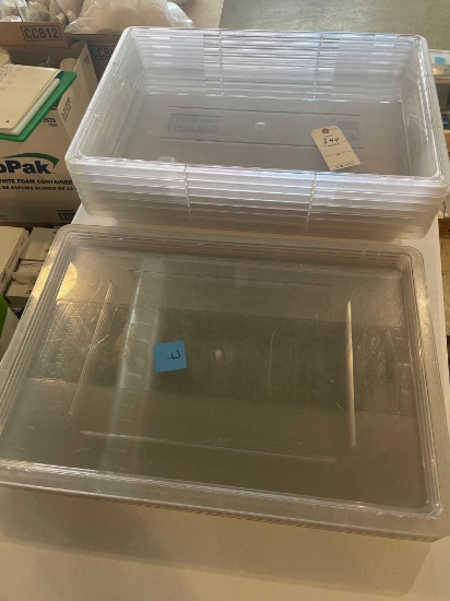 (7) Carlisle 18" x 26" x 3 1/2"... 5 gallon plastic containers with lids No shipping available