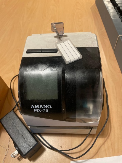 AMANO...Model PIX-75 time card machine with extra time cards