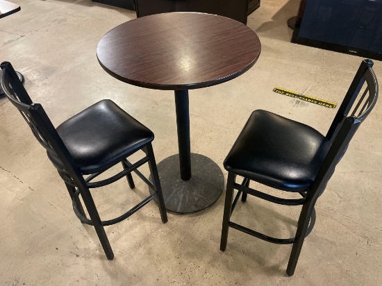 30'' round x 42''... high pedestal tables and 2 chairs No shipping...available