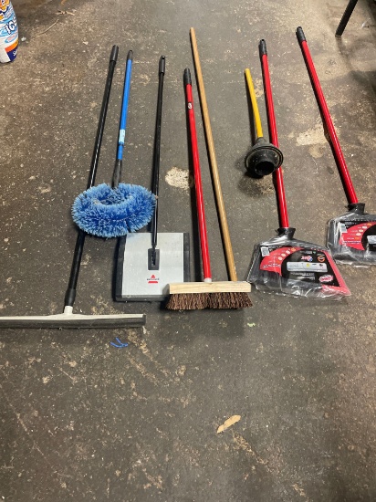 (2) new brooms, sweeper, squeegee, other items... No shipping available