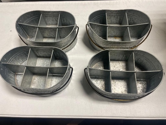 (4) metal table condiment containers