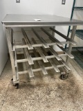 33'' x 35'' x 35'' Half size mobile can rack with stainless steel table top No Shipping Available