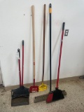 Dust pan, brooms, floor scraper, mop bracket No shipping available