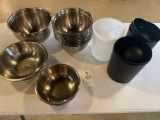 (9) 9'' stainless steel bowls (1) 8