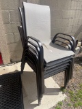 6 outdoor patio chairs, brown metal frame, mesh cloth seat. No shipping available