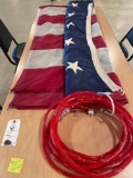 9' x 15' American flag with lighted rope