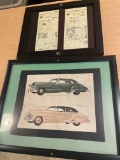 (1) Picture frame of Even Motor Company local invoice and picture frame of classic cars No Shipping