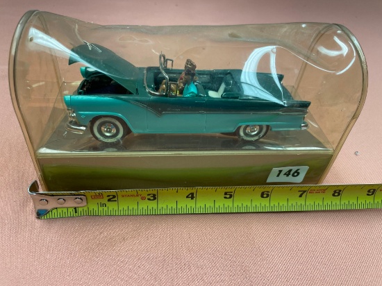 1955 Ford Fairline Sunliner in display case