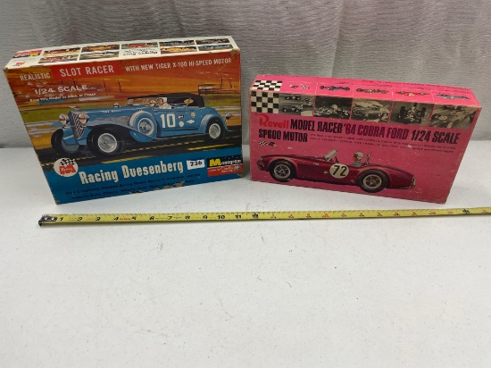 BOXES ONLY-Monogram Racing Duesenberg model and Revell 64 cobra Ford, 1/24 scale