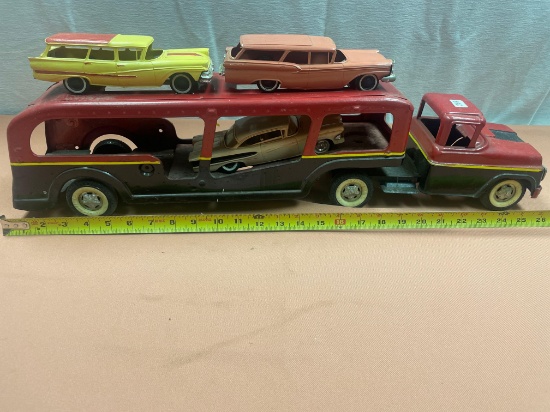Buddy L Car Carrier Transporter with 3 cars