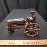 Cast Iron Auburn Tractor with 1 Front Wheel Missing