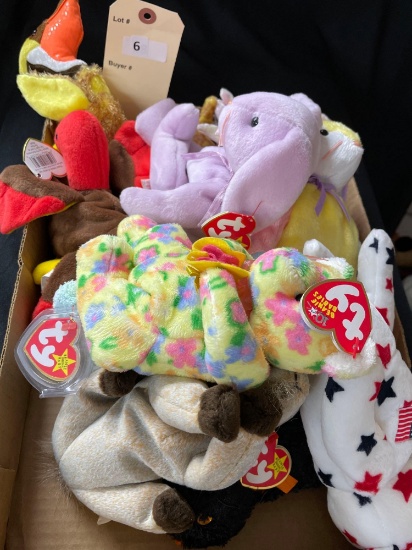 12 ct.assorted Ty ...Beanie Babies.