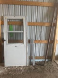 SCREEN DOOR, PLATES, and PIPE