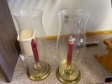 2 Candleholders with Glass Globes- 21'' T